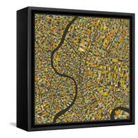 Bangkok Map-Jazzberry Blue-Framed Stretched Canvas