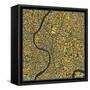 Bangkok Map-Jazzberry Blue-Framed Stretched Canvas