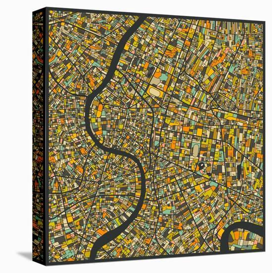 Bangkok Map-Jazzberry Blue-Stretched Canvas