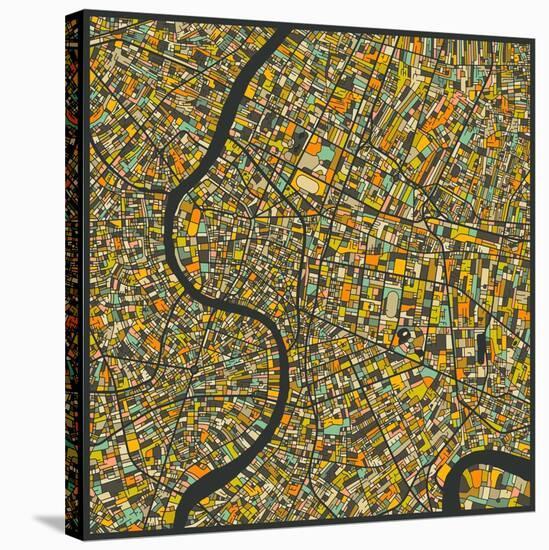 Bangkok Map-Jazzberry Blue-Stretched Canvas