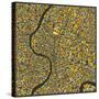 Bangkok Map-Jazzberry Blue-Stretched Canvas