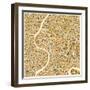 Bangkok Map-Jazzberry Blue-Framed Art Print