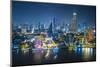 Bangkok Skyline and Chao Phraya river,  Bangkok, Thailand-Jon Arnold-Mounted Photographic Print