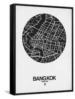 Bangkok Street Map Black on White-NaxArt-Framed Stretched Canvas