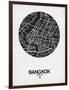 Bangkok Street Map Black on White-NaxArt-Framed Art Print