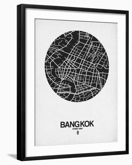 Bangkok Street Map Black on White-NaxArt-Framed Art Print