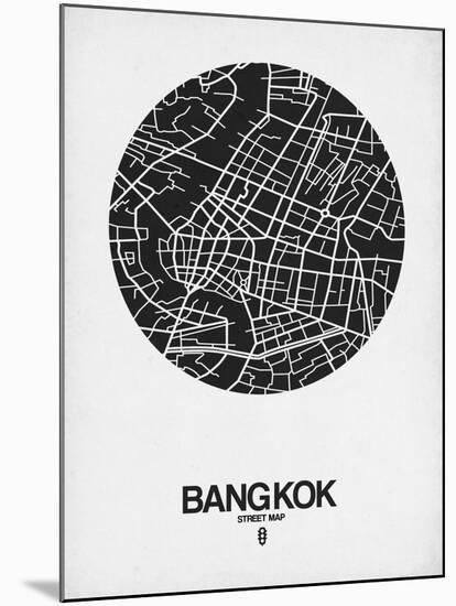 Bangkok Street Map Black on White-NaxArt-Mounted Art Print