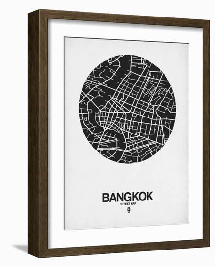 Bangkok Street Map Black on White-NaxArt-Framed Art Print