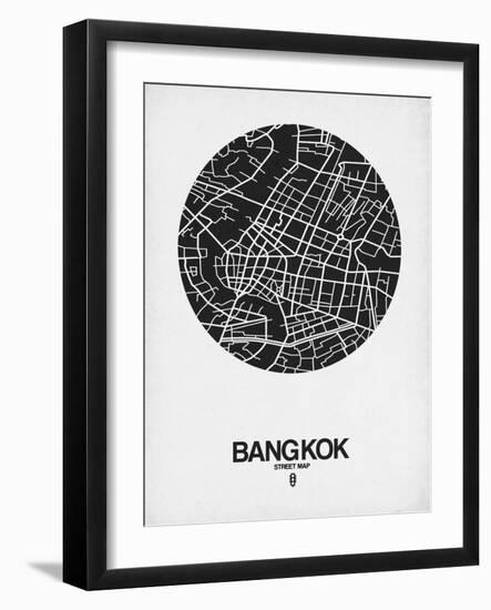 Bangkok Street Map Black on White-NaxArt-Framed Art Print