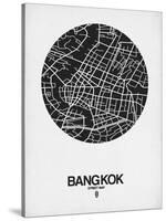 Bangkok Street Map Black on White-NaxArt-Stretched Canvas