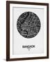 Bangkok Street Map Black on White-NaxArt-Framed Art Print