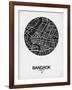 Bangkok Street Map Black on White-NaxArt-Framed Art Print