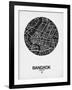 Bangkok Street Map Black on White-NaxArt-Framed Art Print