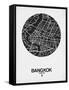 Bangkok Street Map Black on White-NaxArt-Framed Stretched Canvas