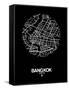 Bangkok Street Map Black-NaxArt-Framed Stretched Canvas