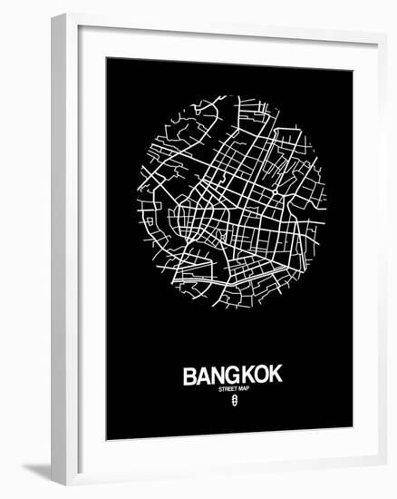 Bangkok Street Map Black-NaxArt-Framed Art Print