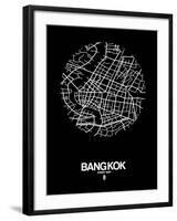 Bangkok Street Map Black-NaxArt-Framed Art Print