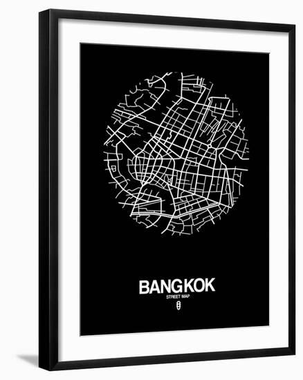 Bangkok Street Map Black-NaxArt-Framed Art Print