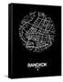 Bangkok Street Map Black-NaxArt-Framed Stretched Canvas
