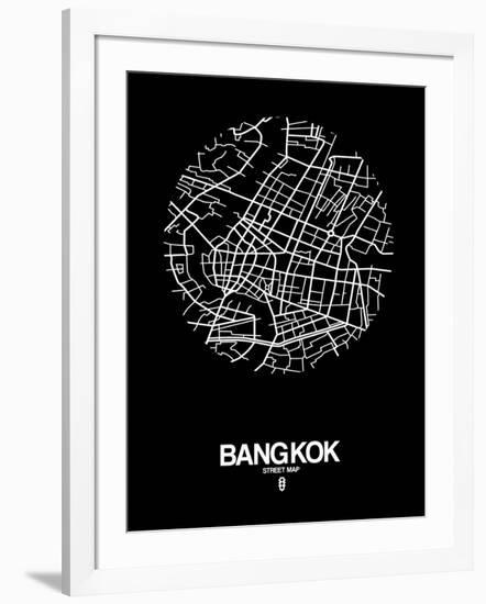 Bangkok Street Map Black-NaxArt-Framed Art Print