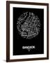 Bangkok Street Map Black-NaxArt-Framed Art Print