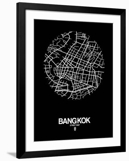 Bangkok Street Map Black-NaxArt-Framed Art Print