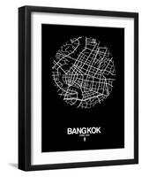 Bangkok Street Map Black-NaxArt-Framed Art Print