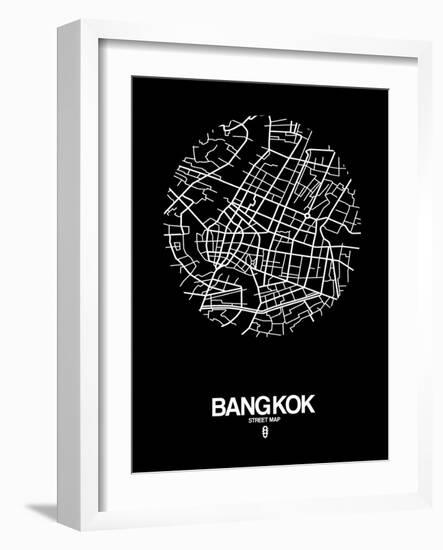 Bangkok Street Map Black-NaxArt-Framed Art Print