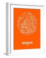 Bangkok Street Map Orange-NaxArt-Framed Art Print