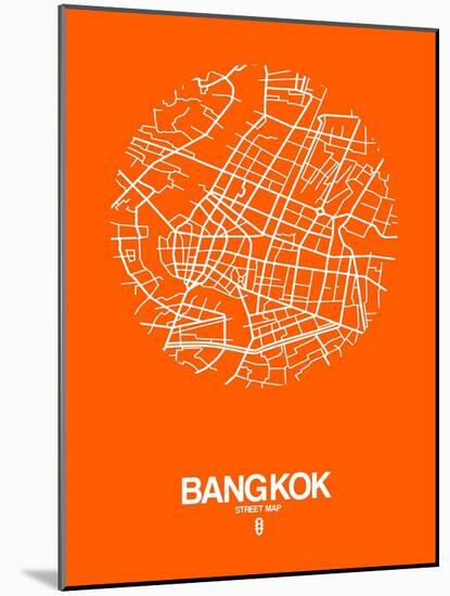 Bangkok Street Map Orange-NaxArt-Mounted Art Print