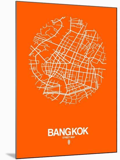 Bangkok Street Map Orange-NaxArt-Mounted Art Print