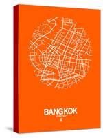 Bangkok Street Map Orange-NaxArt-Stretched Canvas