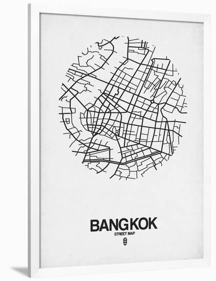 Bangkok Street Map White-NaxArt-Framed Art Print