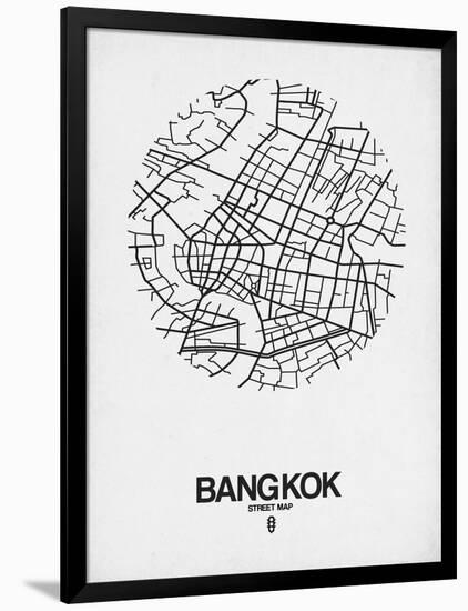 Bangkok Street Map White-NaxArt-Framed Art Print