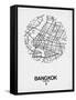 Bangkok Street Map White-NaxArt-Framed Stretched Canvas