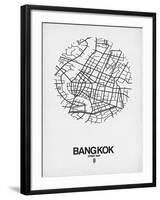 Bangkok Street Map White-NaxArt-Framed Art Print