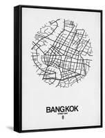 Bangkok Street Map White-NaxArt-Framed Stretched Canvas