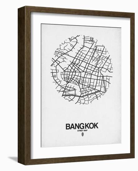 Bangkok Street Map White-NaxArt-Framed Art Print