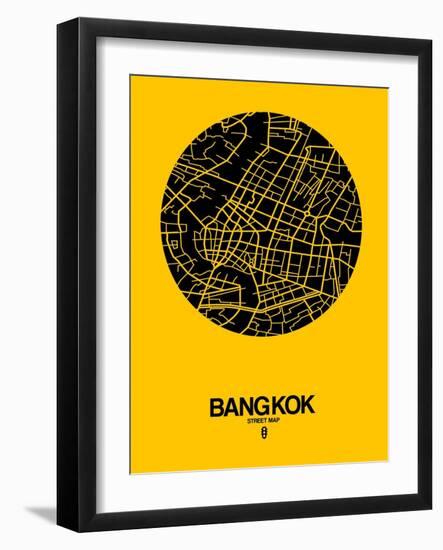 Bangkok Street Map Yellow-NaxArt-Framed Art Print