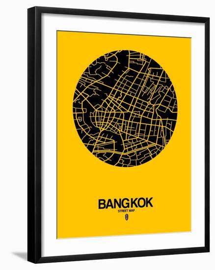 Bangkok Street Map Yellow-NaxArt-Framed Art Print