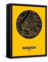 Bangkok Street Map Yellow-NaxArt-Framed Stretched Canvas