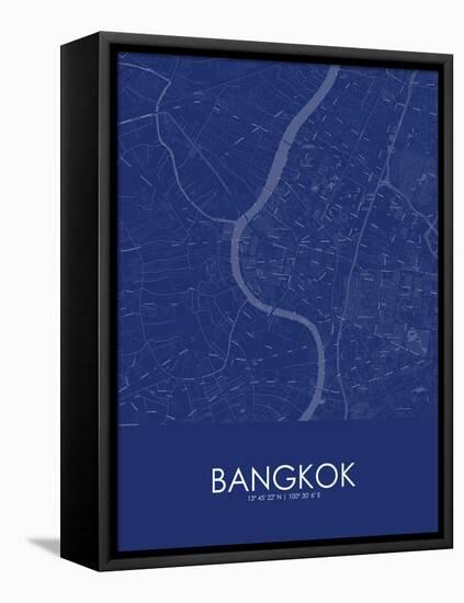 Bangkok, Thailand Blue Map-null-Framed Stretched Canvas