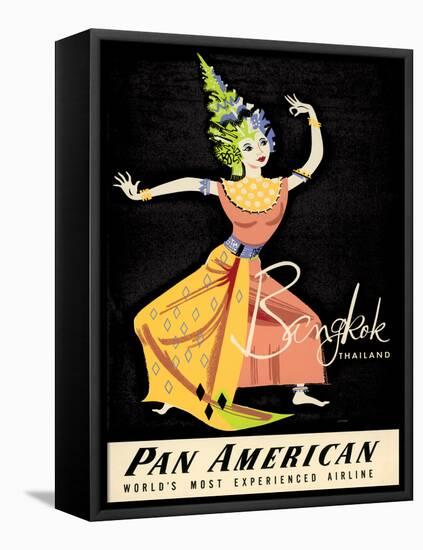 Bangkok, Thailand - Pan American - Thai Classical Dancer - Vintage Airline Travel Poster, 1950s-Aaron Amspoker-Framed Stretched Canvas