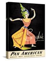 Bangkok, Thailand - Pan American - Thai Classical Dancer - Vintage Airline Travel Poster, 1950s-Aaron Amspoker-Stretched Canvas