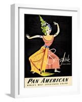 Bangkok, Thailand - Pan American - Thai Classical Dancer - Vintage Airline Travel Poster, 1950s-Aaron Amspoker-Framed Art Print