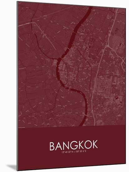 Bangkok, Thailand Red Map-null-Mounted Poster