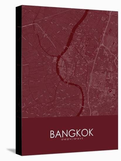 Bangkok, Thailand Red Map-null-Stretched Canvas