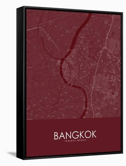 Bangkok, Thailand Red Map-null-Framed Stretched Canvas
