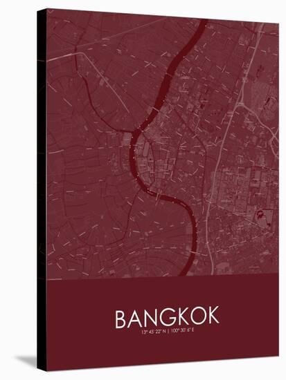 Bangkok, Thailand Red Map-null-Stretched Canvas