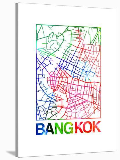 Bangkok Watercolor Street Map-NaxArt-Stretched Canvas